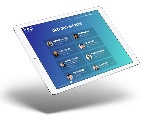 Site de l'évènement de l'Irep sur tablette